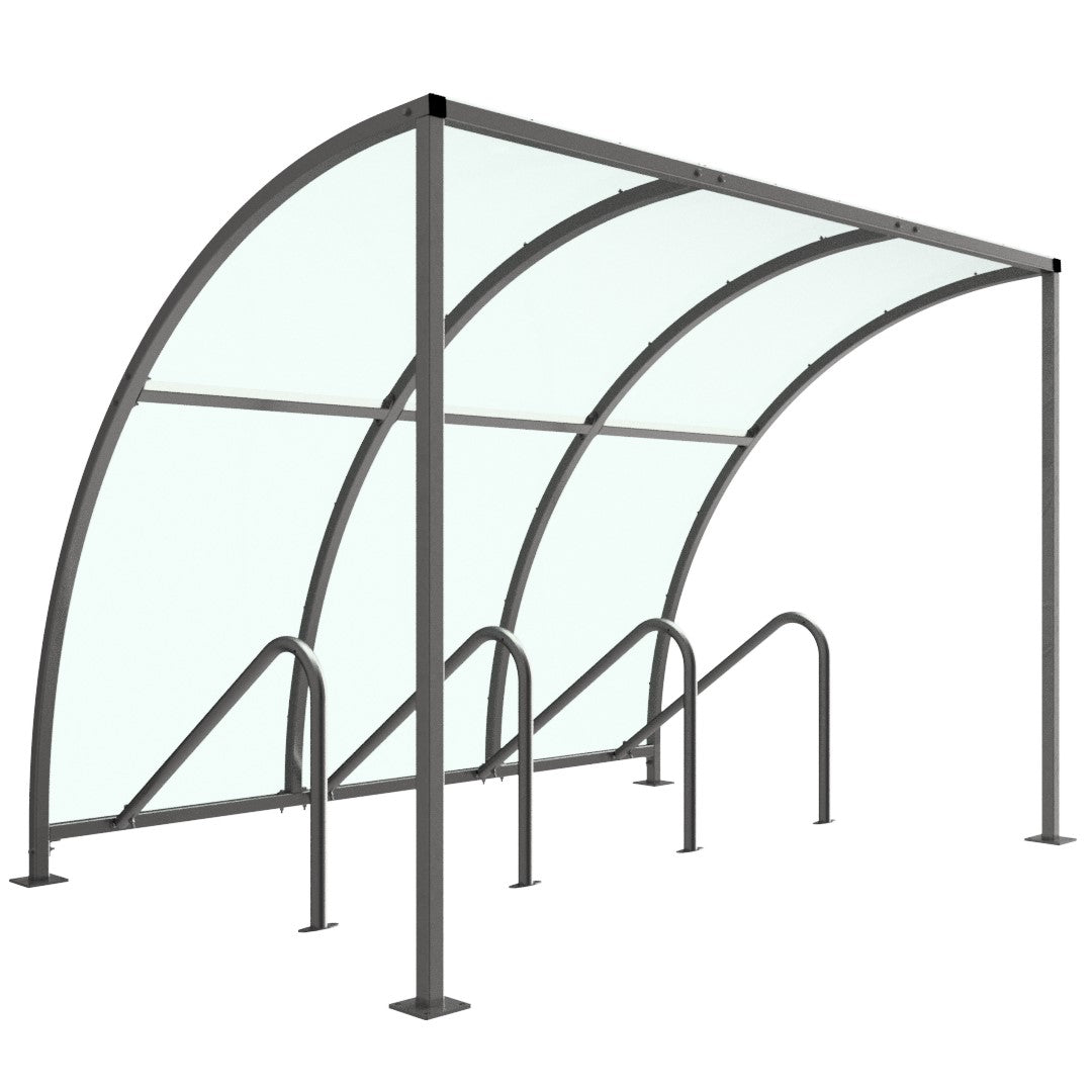 Premium VS1 Cycle Shelter – Galvanised Steel Frame with UV-Stabilised PETG Roof (Modular, Open-Sided Design)