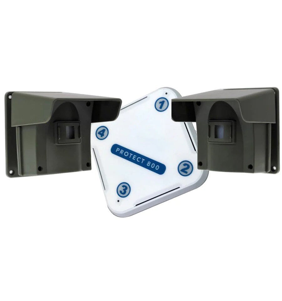 Protect 800 Dual PIR Wireless Driveway Alert System – Twin Detectors + 2 Indoor Receivers & Adjustable Lens Caps