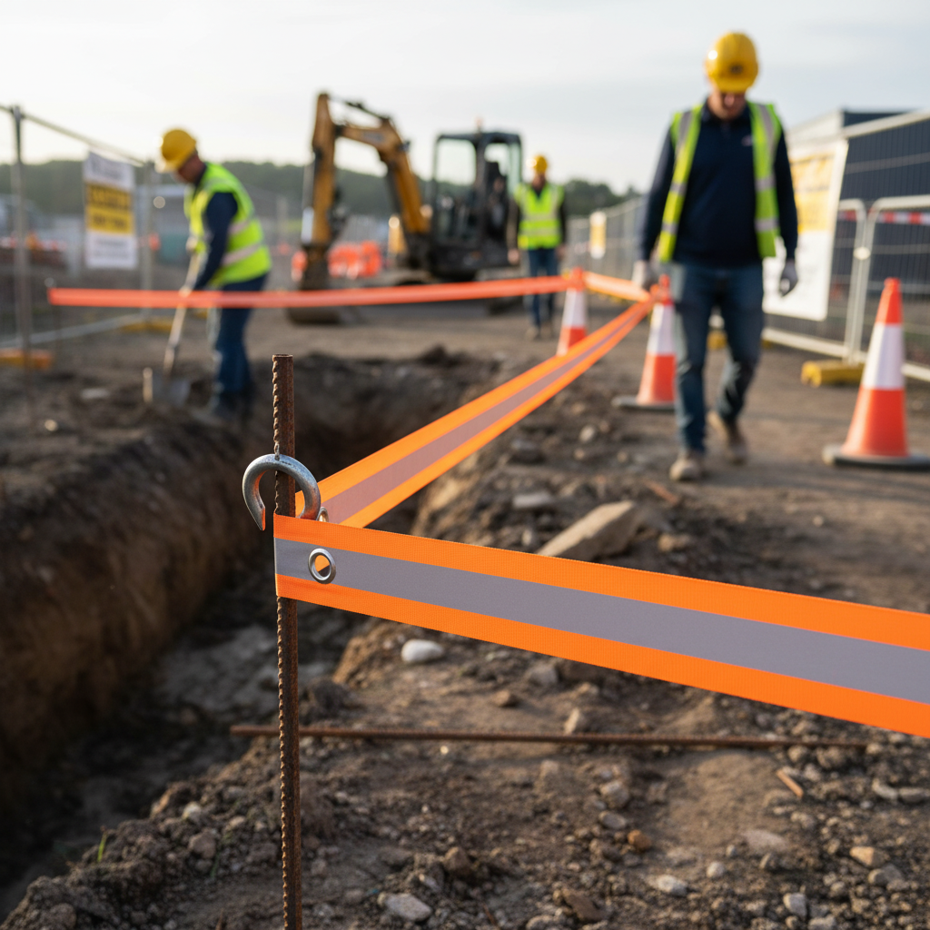 High-Performance High Visibility Barrier Tape for Enhanced Safety - 3.5m Retro-Reflective... - side view | Barriers Co