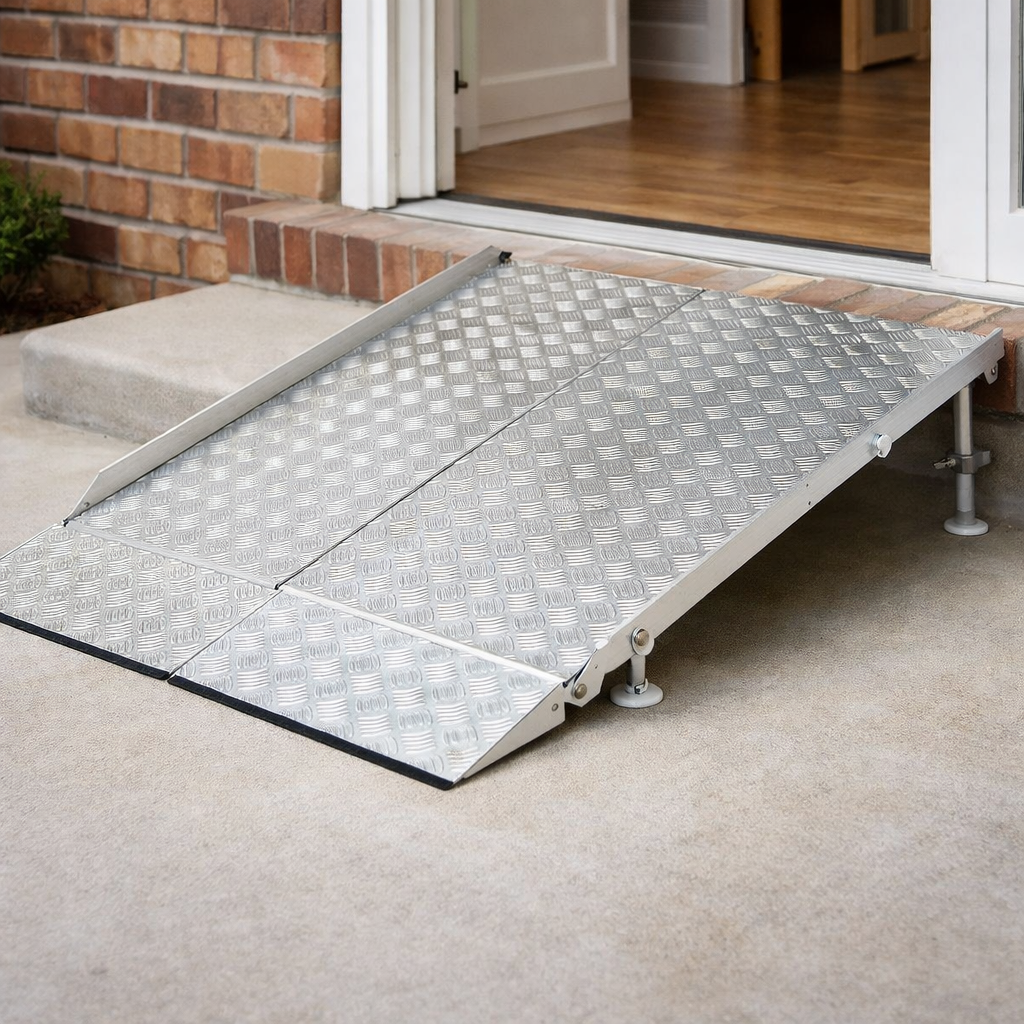 Adjustable Threshold Ramp – 2ft-8ft – With Entry Plate Kit – Wheelchair & Scooter Access