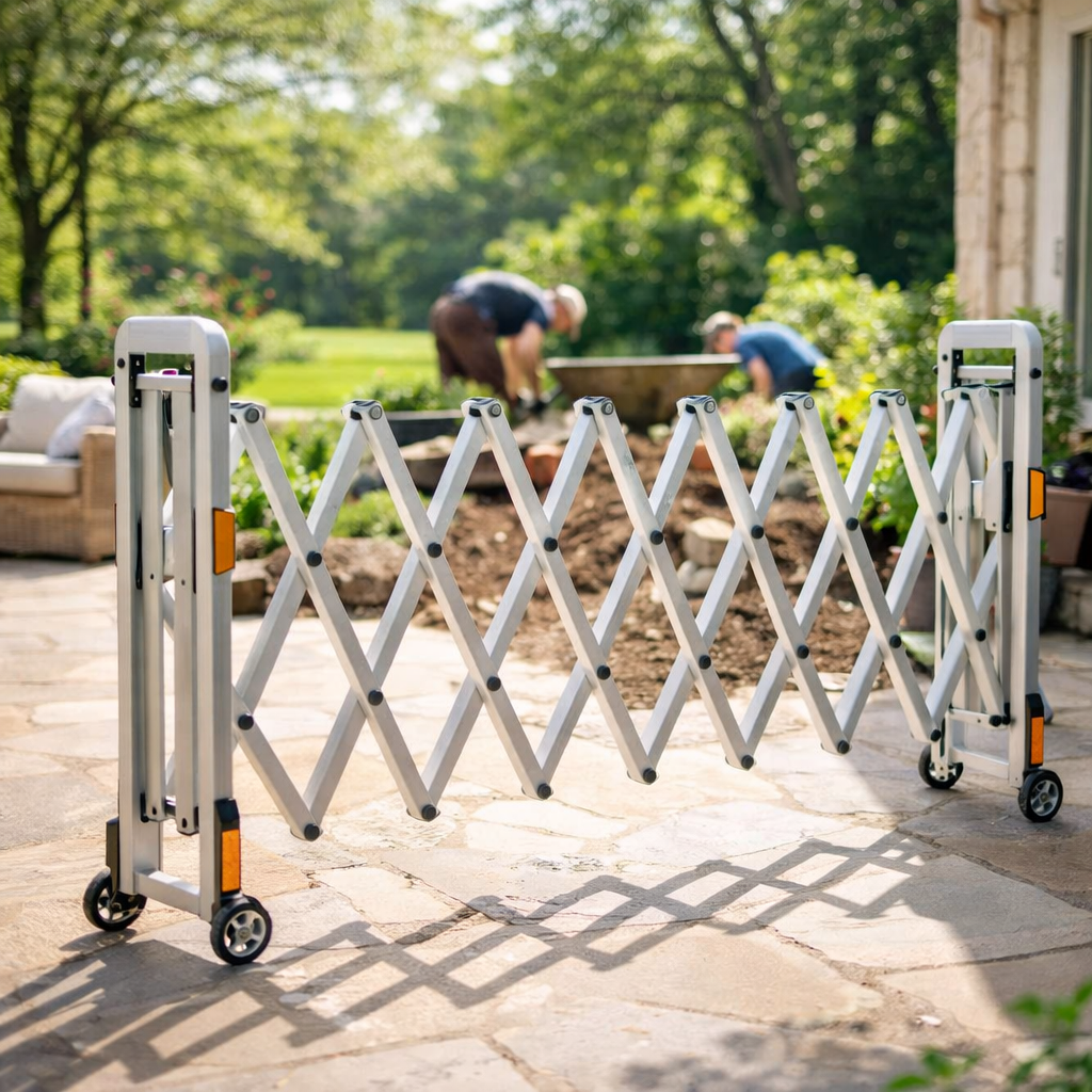 Retractable Safety Barrier – 2m Expandable – Aluminium & Reflectors – Industrial Use