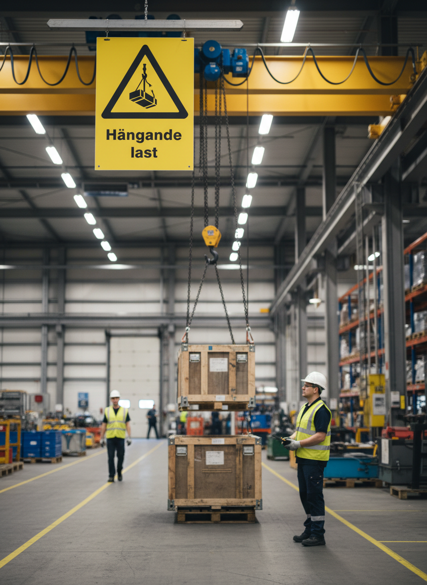Professional Warning Sign for Overhead Load - Durable Materials and Multiple Mounting Options for Safety in Workplaces