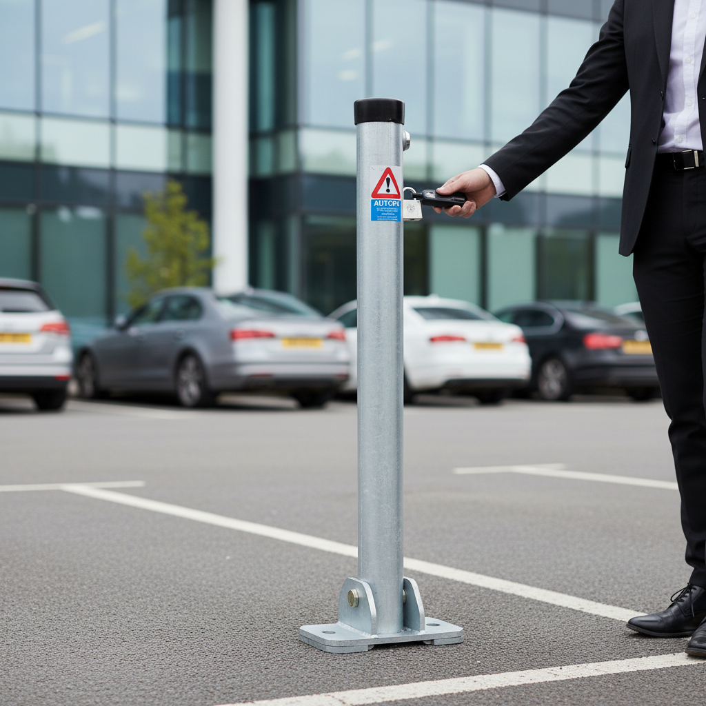 Professional Folding Parking Post with Integral Lock - 730mm x 60mm for Security and Convenience