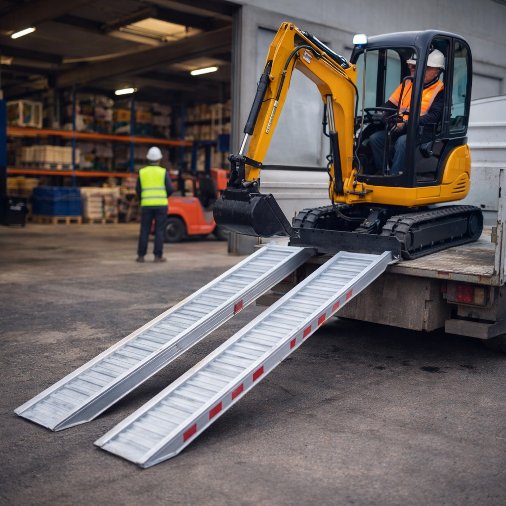 Aluminium Loading Ramps – 4000x400mm – 4155kg Capacity – Plant & Digger Use