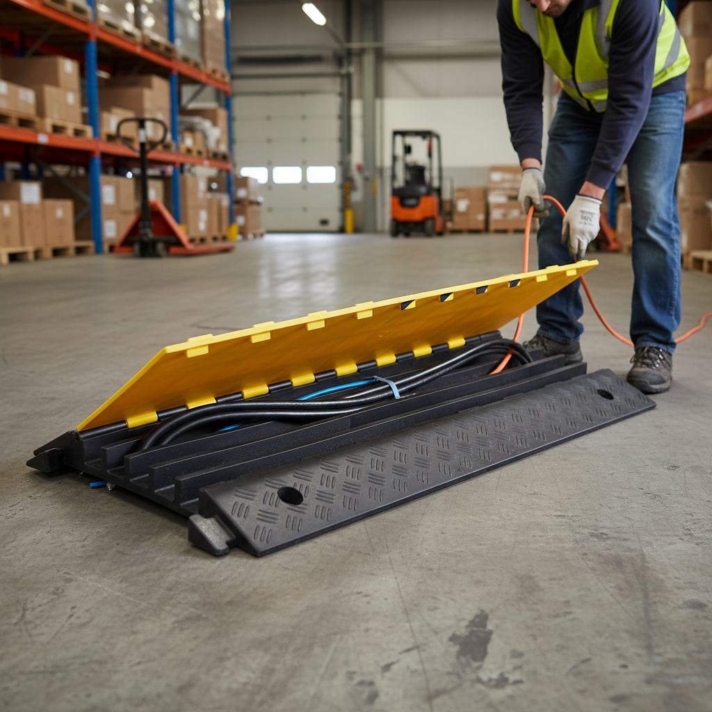 Premium 5 Channel Heavy Duty Cable Ramp for Traffic Management and Protection - High-Quality Professional Grade for Industrial and Commercial Appli...