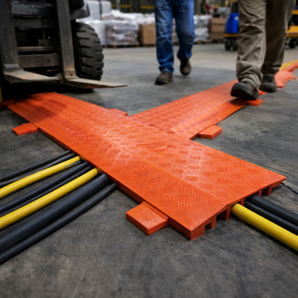 5-Channel Cable Protector – Black – Heavy Duty – Industrial Use