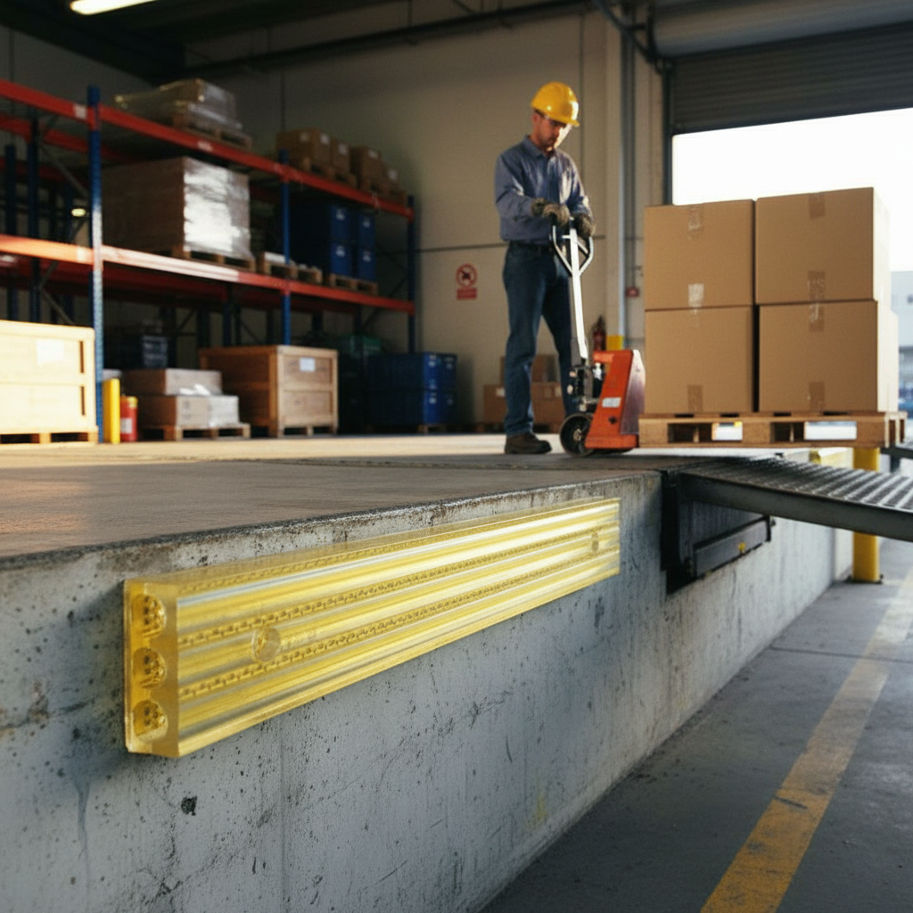 Premium Polyurethane Ramp Bumper with Integrated Steel Base, Ideal for Loading Docks and Industrial Environments