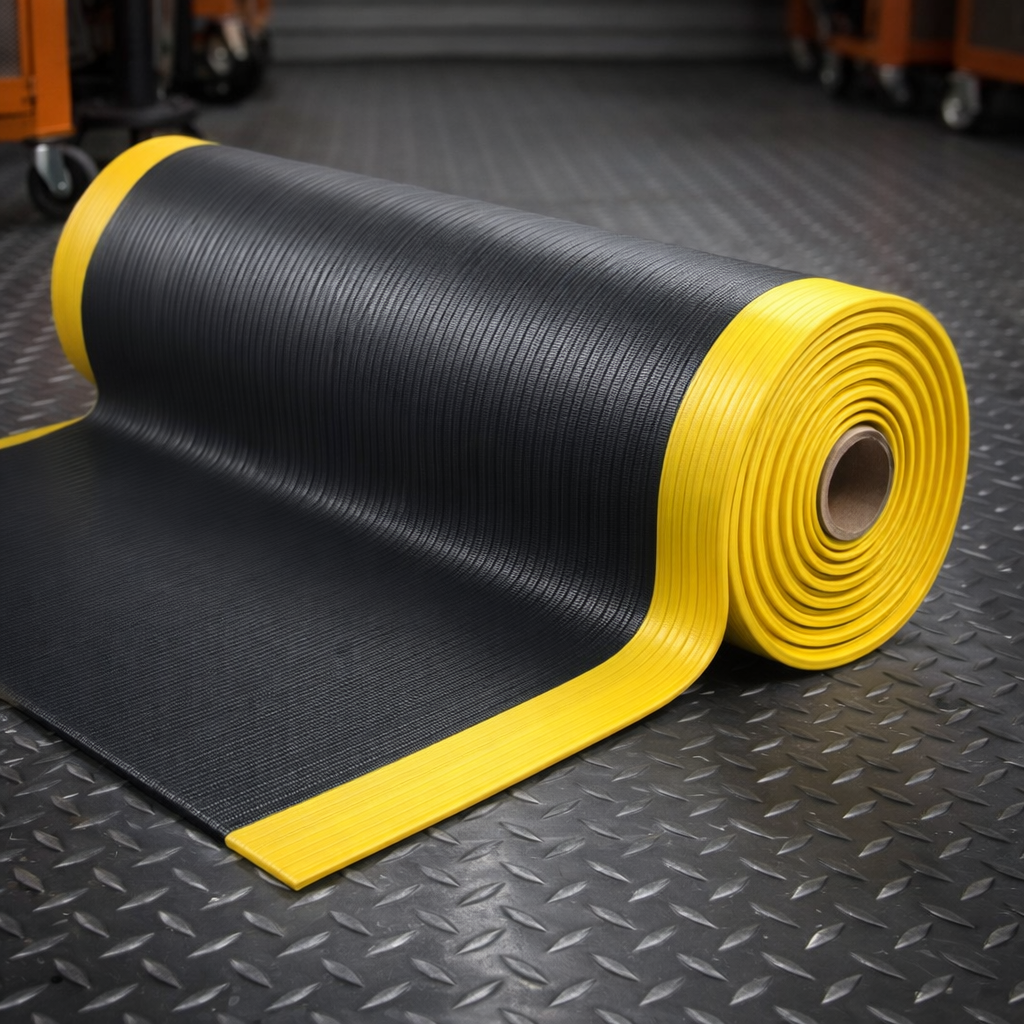 Anti Fatigue Mat – Black & Yellow – 9.4mm Thick – Light Duty