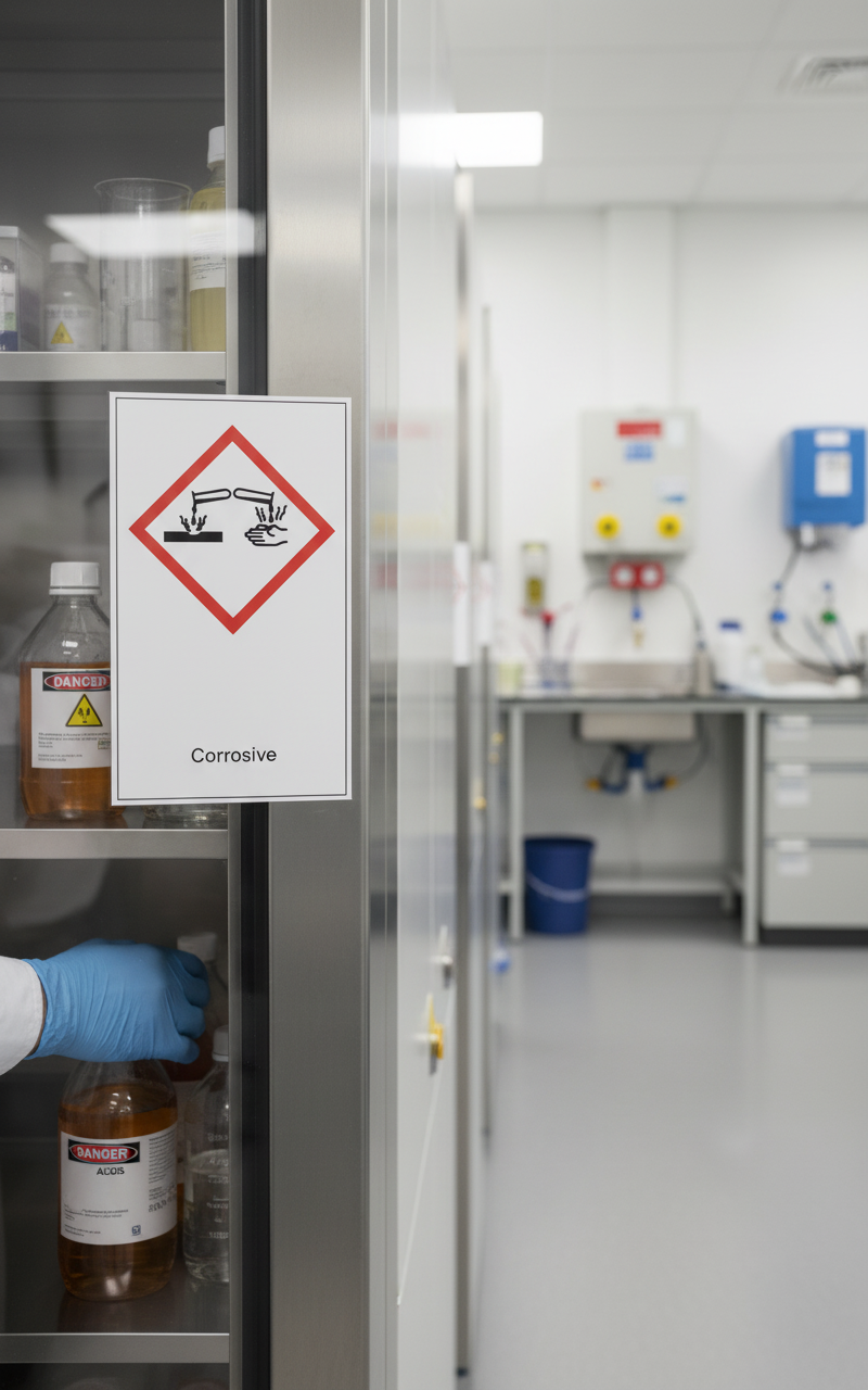 Premium Warning Sign for Corrosive Substances - Multiple Sizes, Durable Materials for Professional Safety Marking
