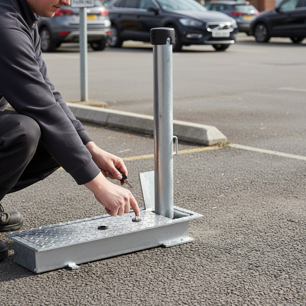 Premium Flush Fold Parking Post 660mm x 60mm - High-Performance Safety Solution for Parking Areas