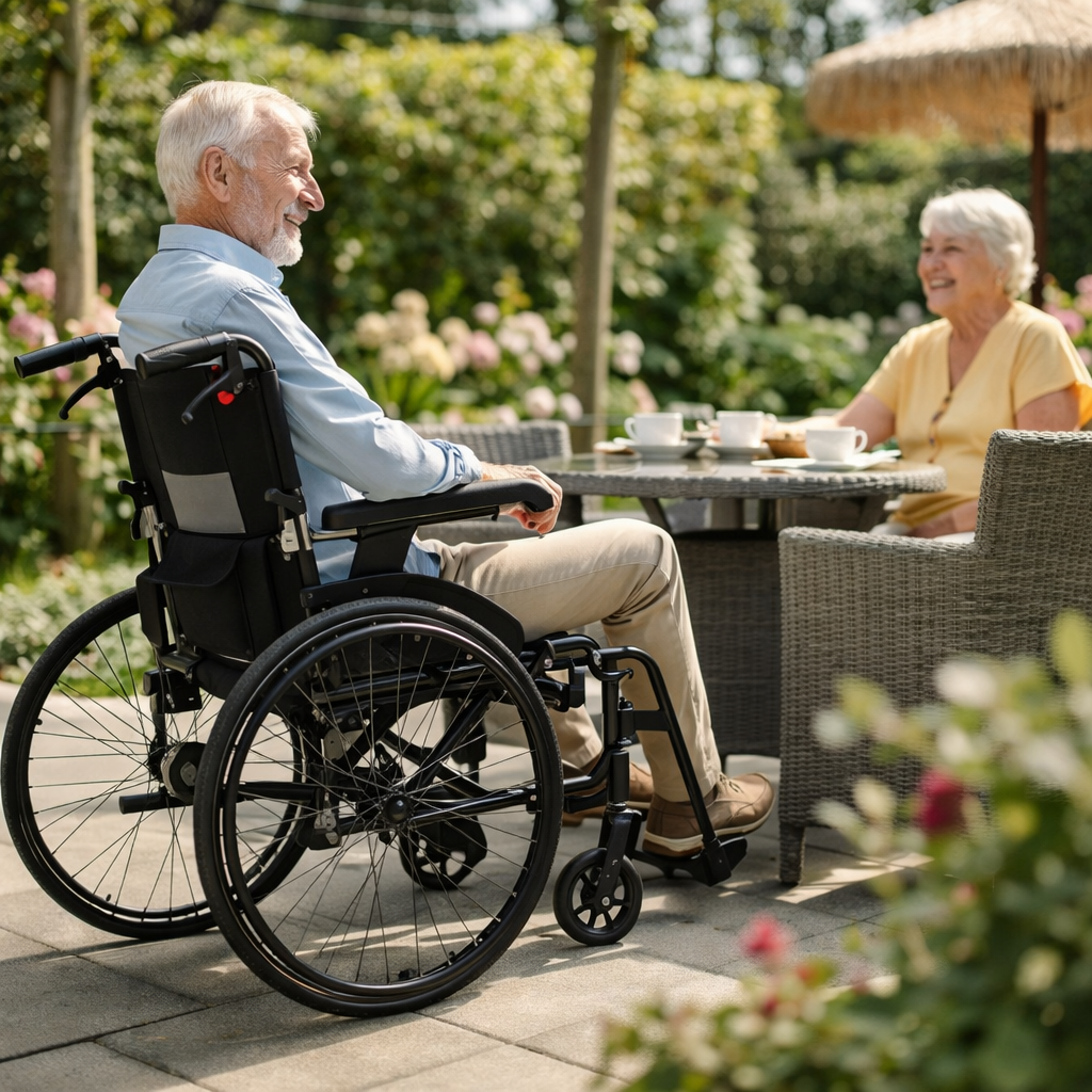 Self-Propelled Wheelchair – 125kg Capacity – Folding & Lightweight – Indoor/Outdoor Use