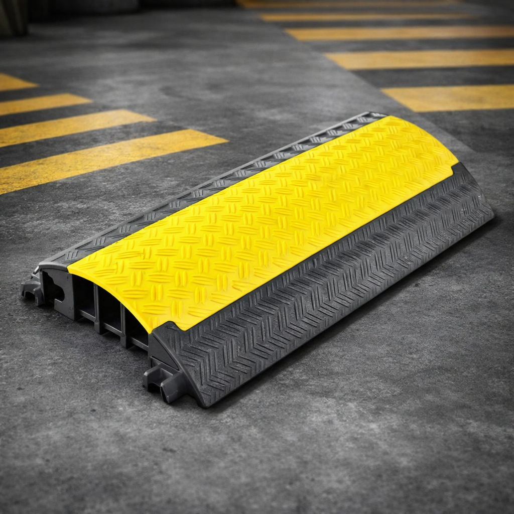 3 Channel Cable Protector – Black/Yellow – 2,000kg Capacity – Indoor/Outdoor Use