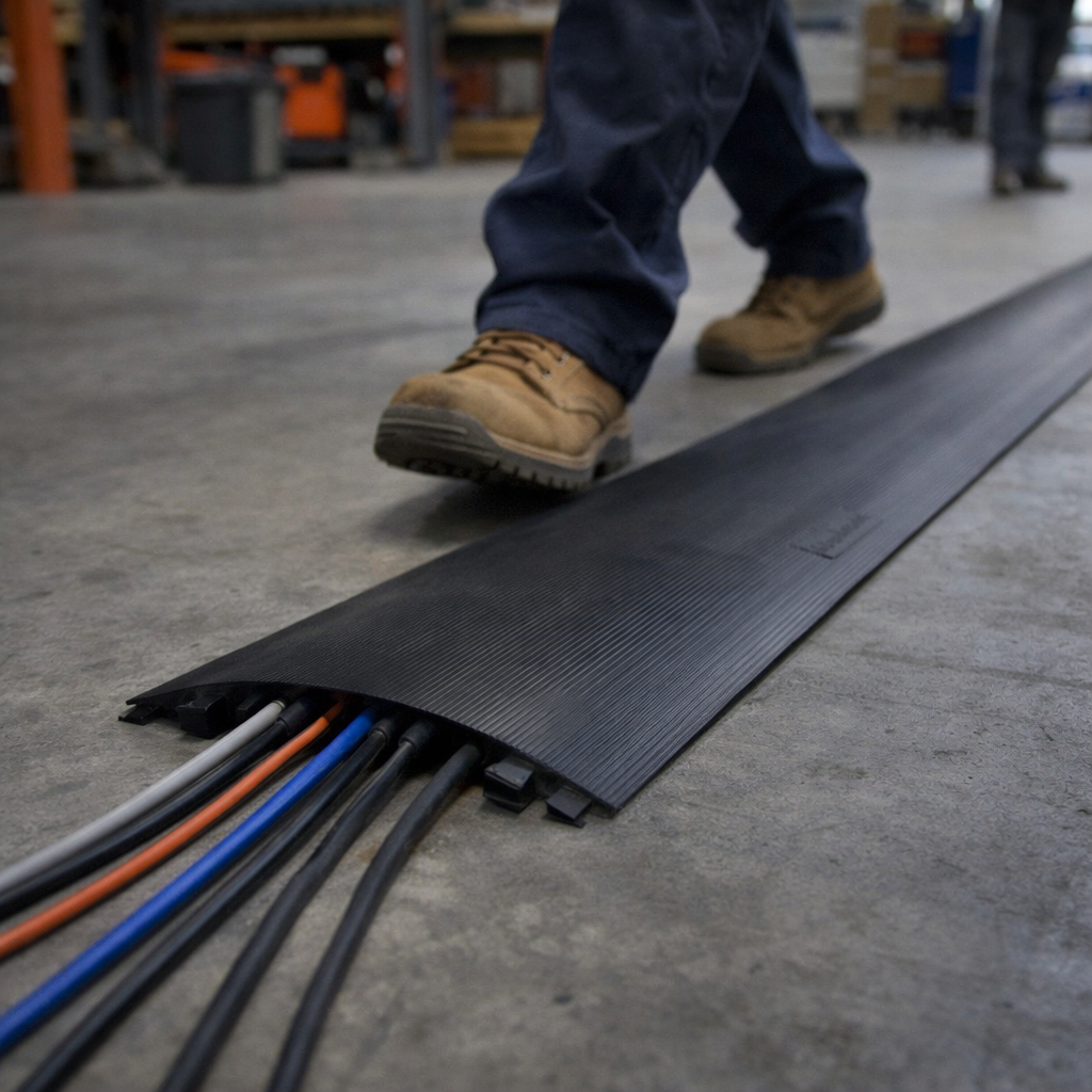 Compact 7-Channel Cable Protector – Black – Heavy Duty – Indoor/Outdoor