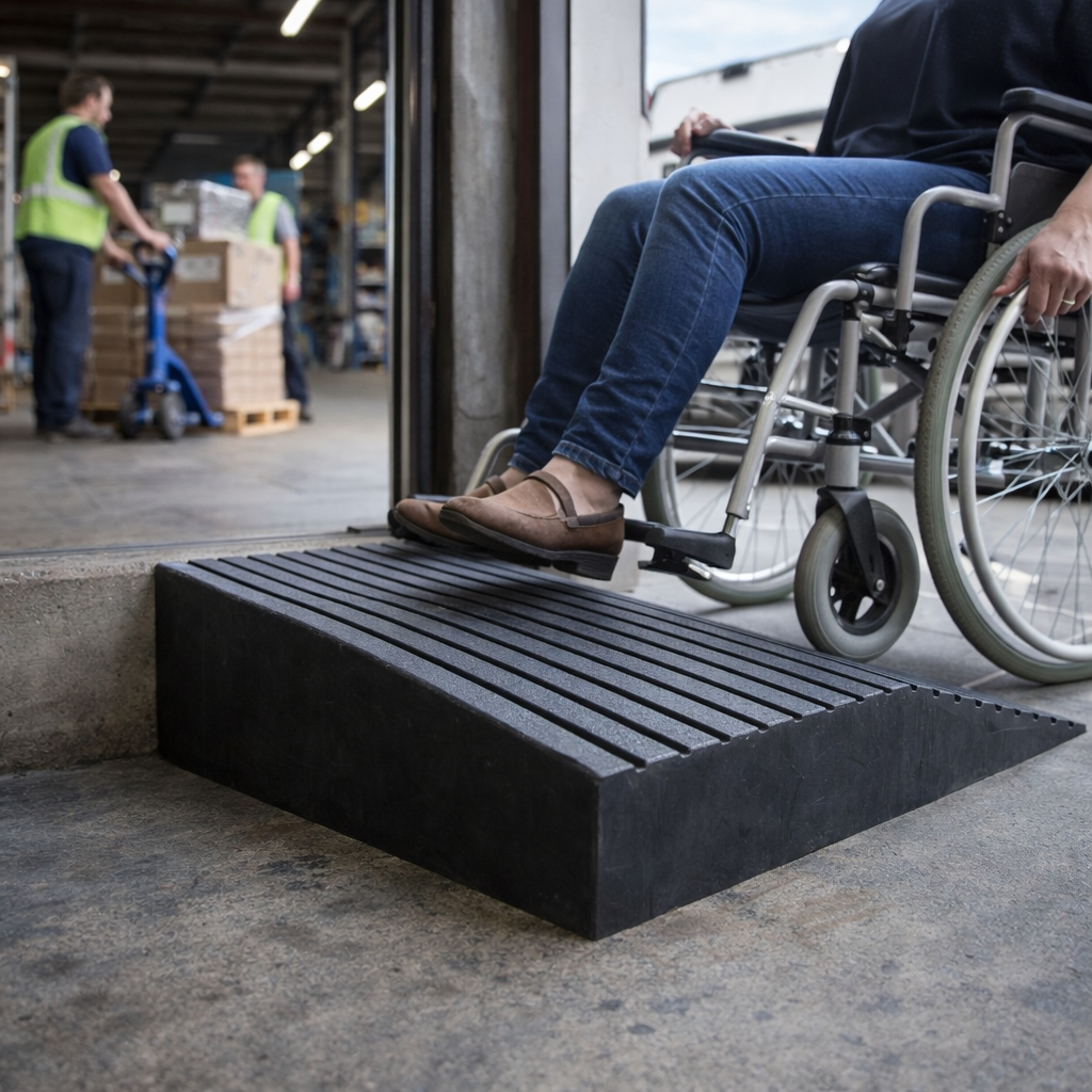Rubber Threshold Ramp – 114mm to 203mm High – Heavy Duty – Wheelchair & Mobility Scooter Access