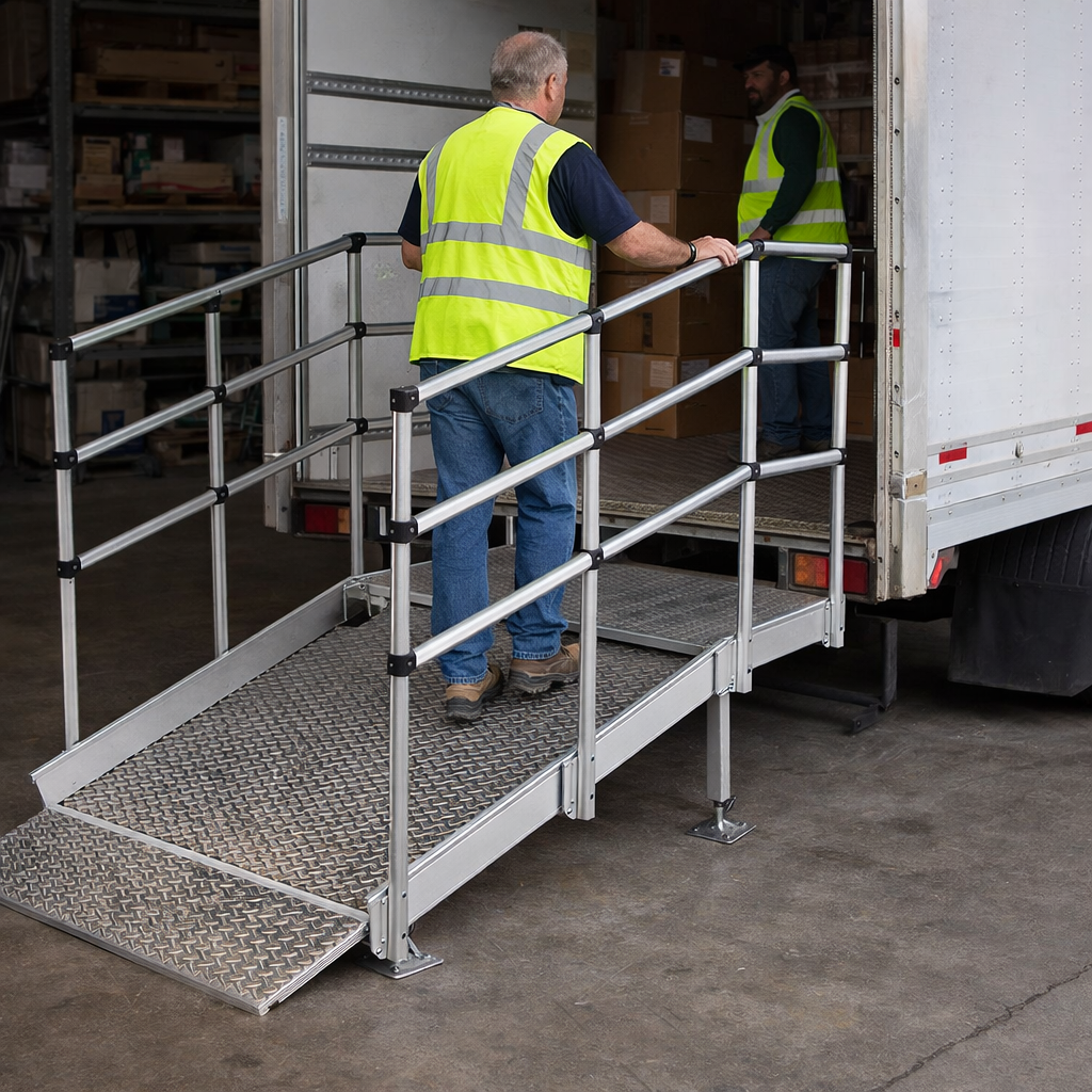 Modular Wheelchair Ramp Kit – 1500mm x 1360mm – Double Height Handrails – Accessibility