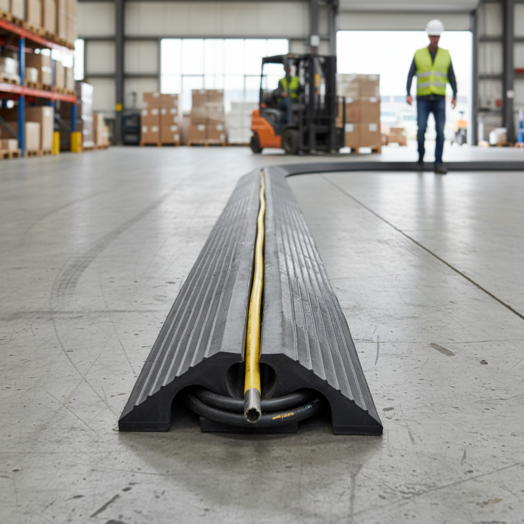 Premium Heavy Duty Single Channel Cable Ramp - 10m Roll for Hose and Cable Protection