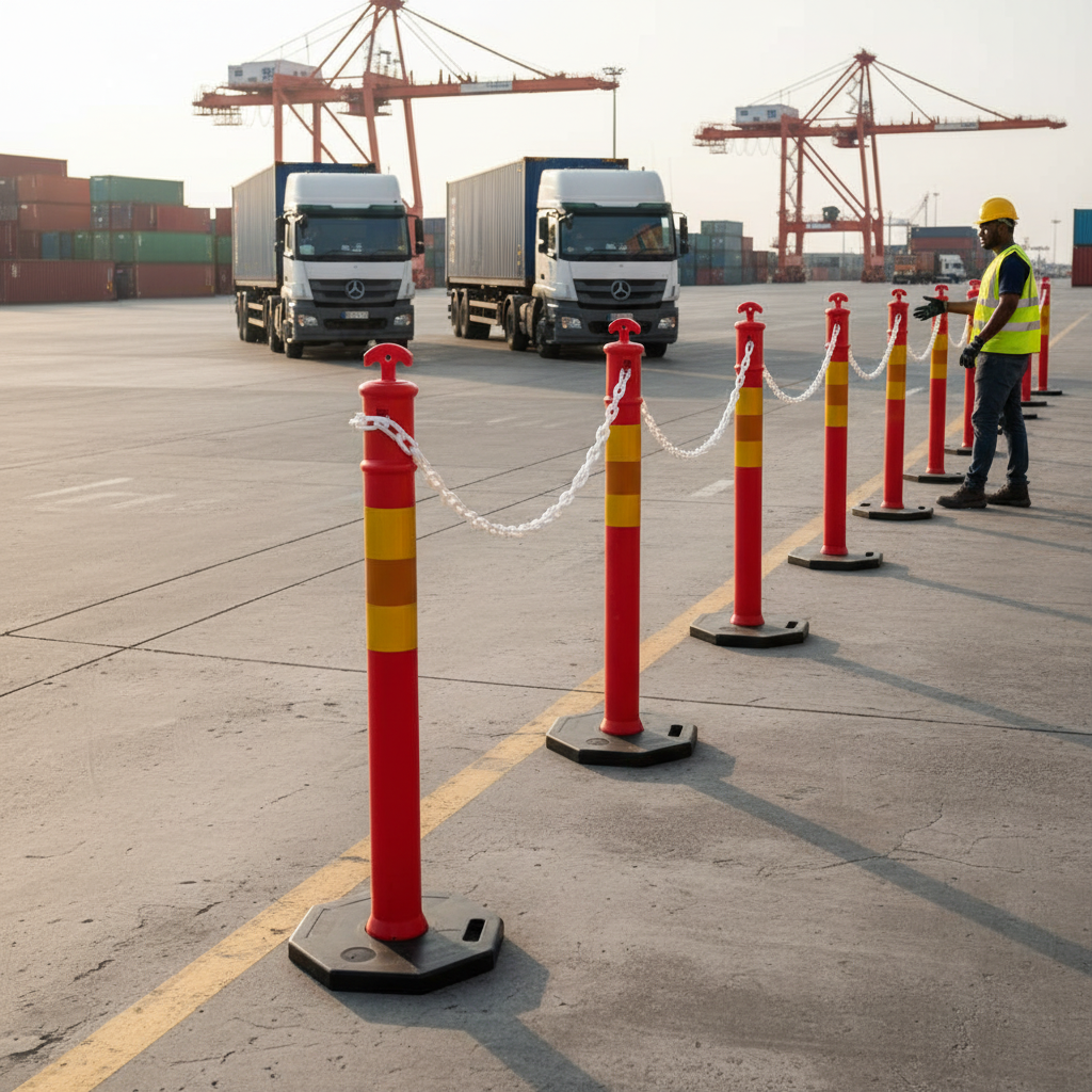 Premium T-Top Safety Bollard Set - Durable, High-Visibility with Heavy Base for Traffic Control