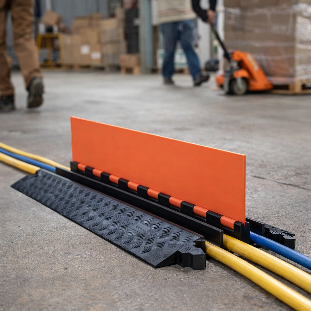 3-Channel Cable Protector – Orange/Black – Heavy Duty – Commercial Use