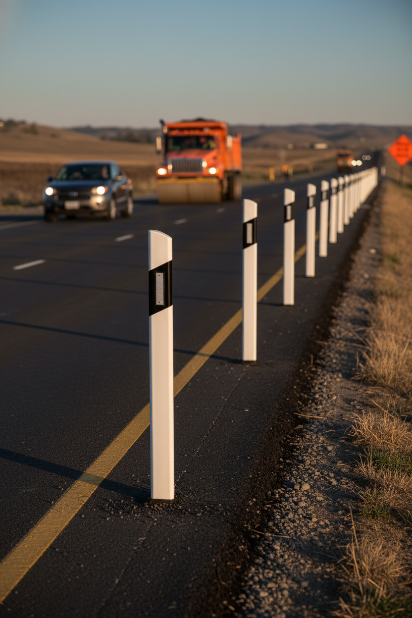 Premium Roadside Delineator - Durable UV-Stabilized Plastic with Enhanced Visibility RA2 Reflectors and Compliant Installation Depth