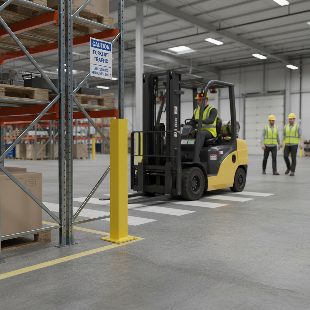 Premium Heavy Duty Impact Protection Bollard 1000mm Tall for Workplace Safety - High-Quality Professional Grade for Industrial and Commercial Appli...