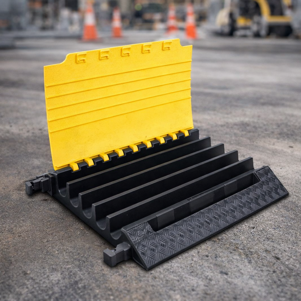 Cable Protector – Black/Yellow – 5 Channels, 5000kg Capacity – Vehicle Traffic