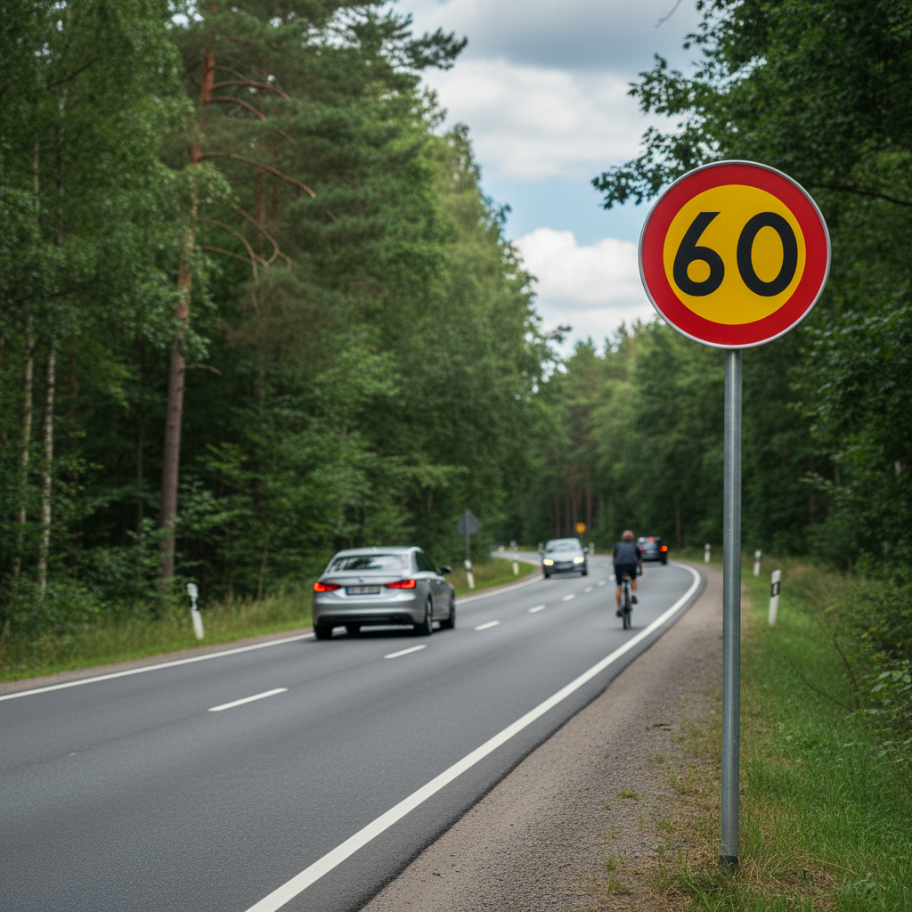 Premium Prohibition Sign - Maximum Speed 60 km/h, Ø 600 mm for Traffic Safety - High-Quality Professional Grade for Industrial and Commercial Appli...
