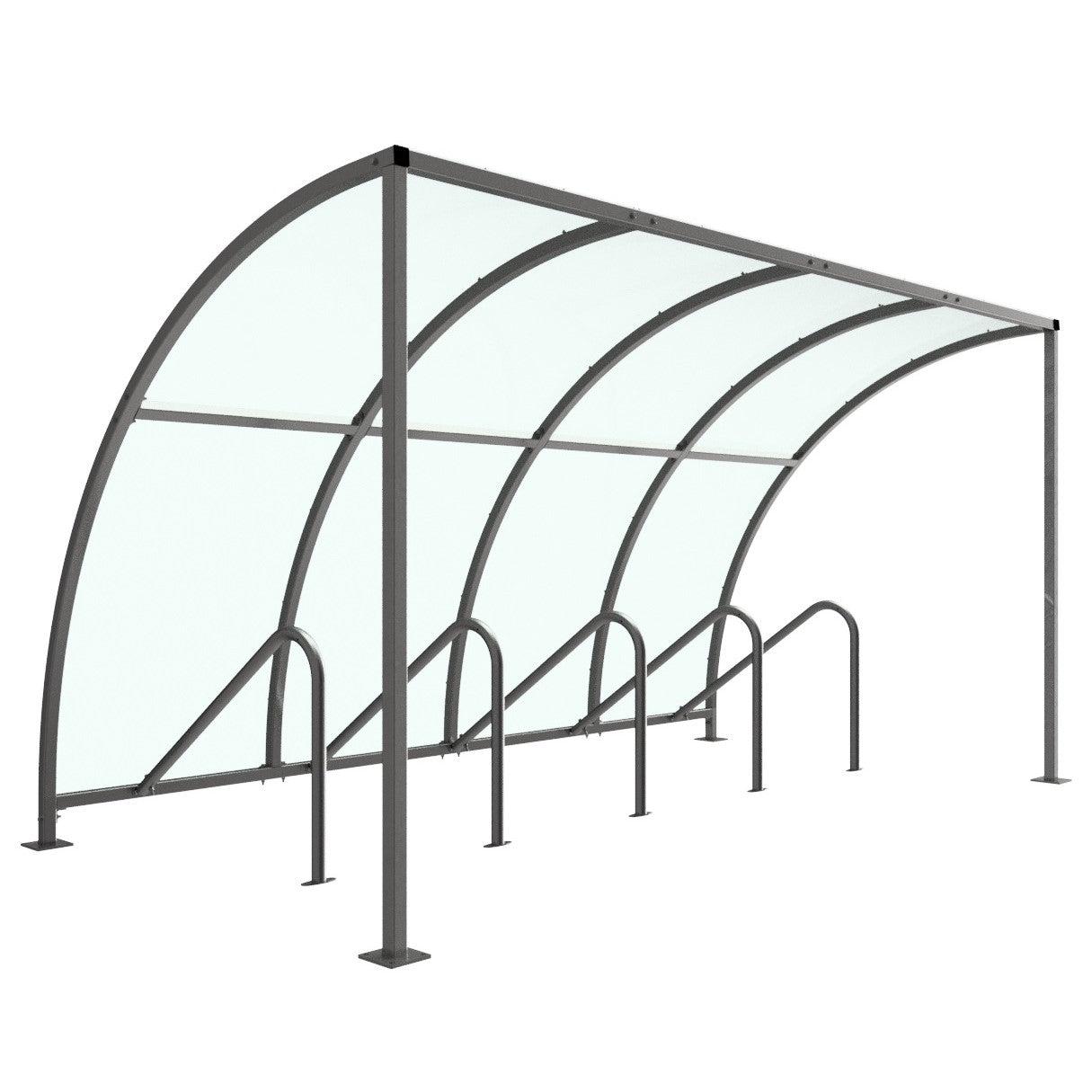 Premium VS1 Cycle Shelter – Galvanised Steel Frame with UV-Stabilised PETG Roof (Modular, Open-Sided Design)