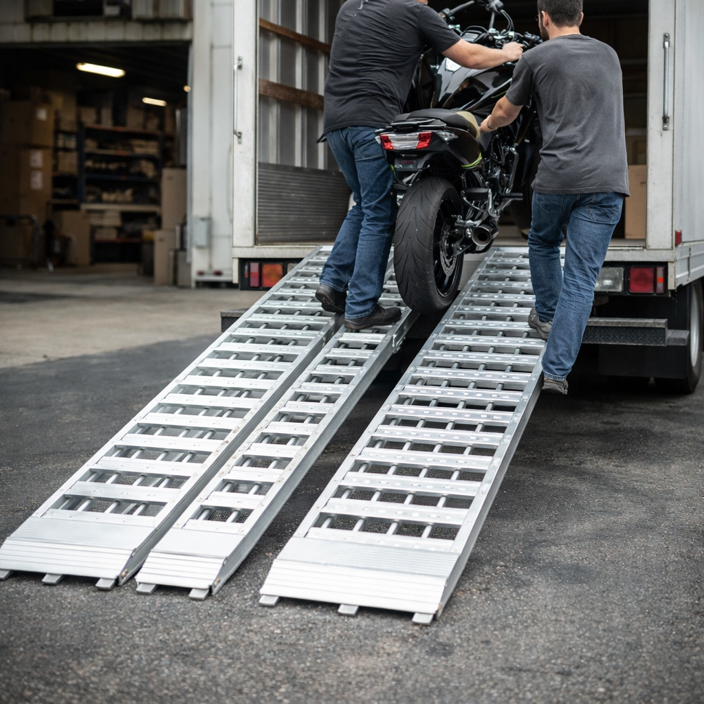 Extra Wide Motorcycle Ramp Kit – Black – 600-680kg Capacity – Outdoor Use