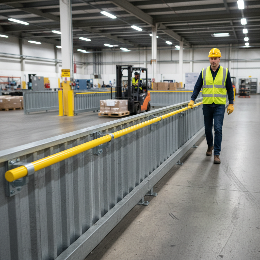 Premium Powder Coated Circular Hollow Section Hand Rail for Armco Barriers - 3m Lengths in... - side view | Barriers Co