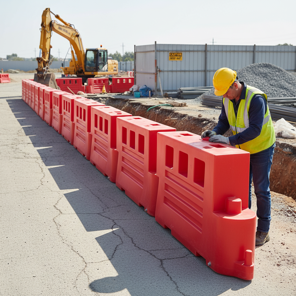 Premium Heavy Duty Water Filled Barrier System for Construction Sites - 400kg Stability with Interlocking... | Barriers Co