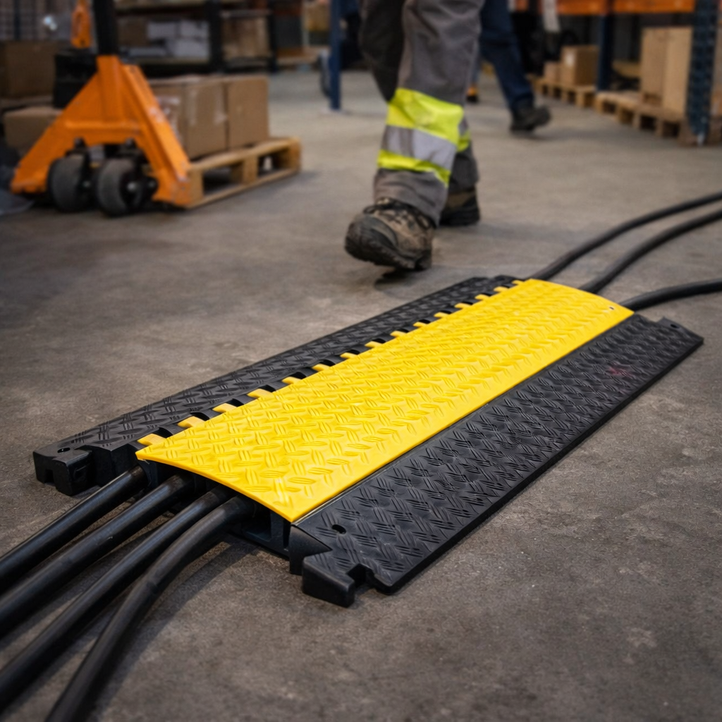 3-Channel Cable Protector – Black and Yellow – 5000kg Capacity – Indoor/Outdoor