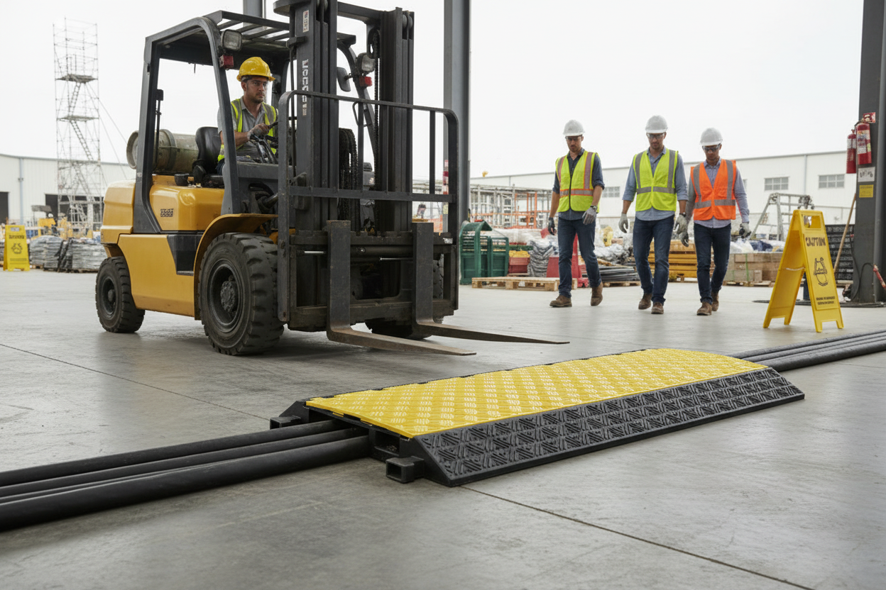 Premium Cable Protection Ramp with Weatherproof Cover and Modular Design for Electrical Wires and Hoses