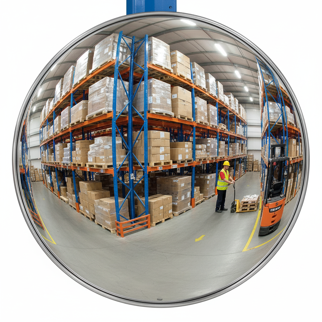 Premium Half Sphere Convex Wall Mount Mirror for 3 Directional Viewing in Warehouses - Multiple Size... | Barriers Co