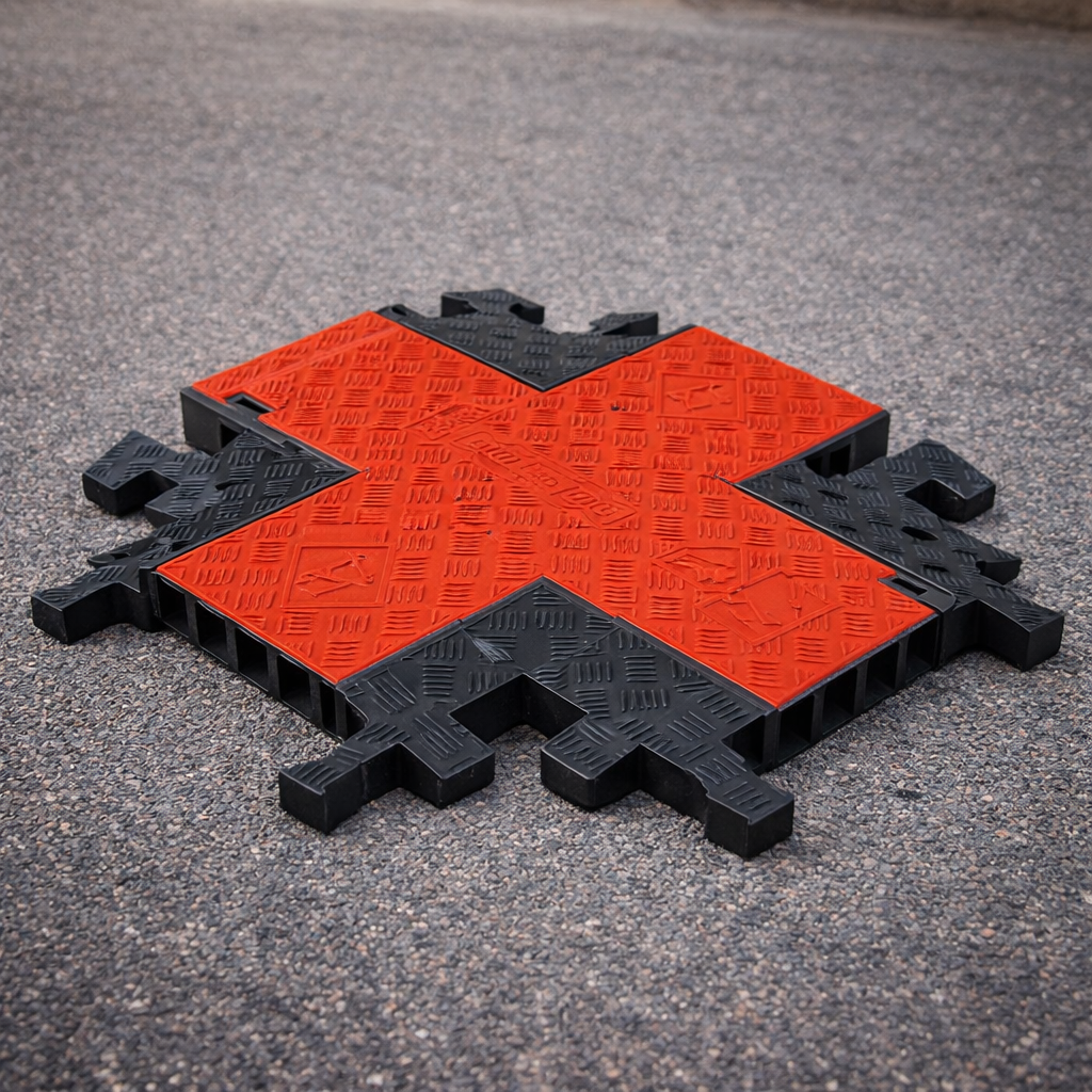 Cable Protector – Orange/Black – 5 Channel 4-Way Cross – Industrial Use