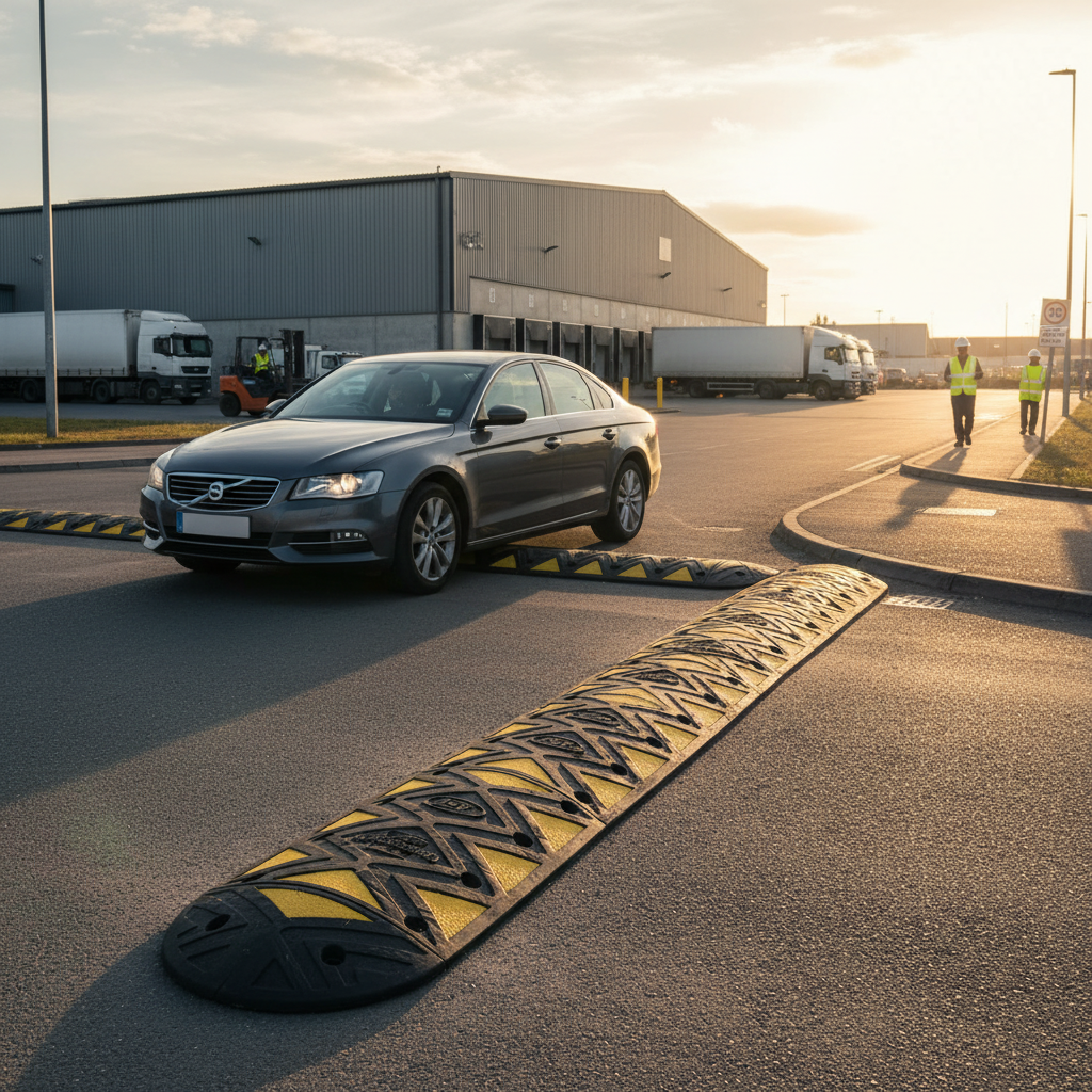 Premium Heavy Duty Speed Bump Kit with Interlocking Design and Reflective Triangles - 75mm Height