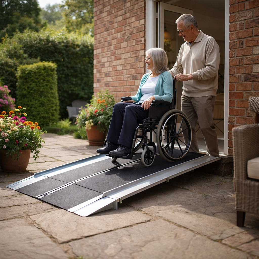 Portable Loading Ramp – White – 275-475kg Capacity – Wheelchair & Scooter Use