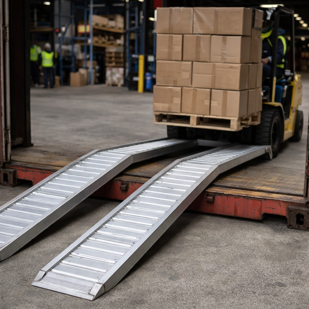 Aluminium Container Ramps – 1000mm x 510mm – 7500kg Capacity – Heavy Machinery Loading