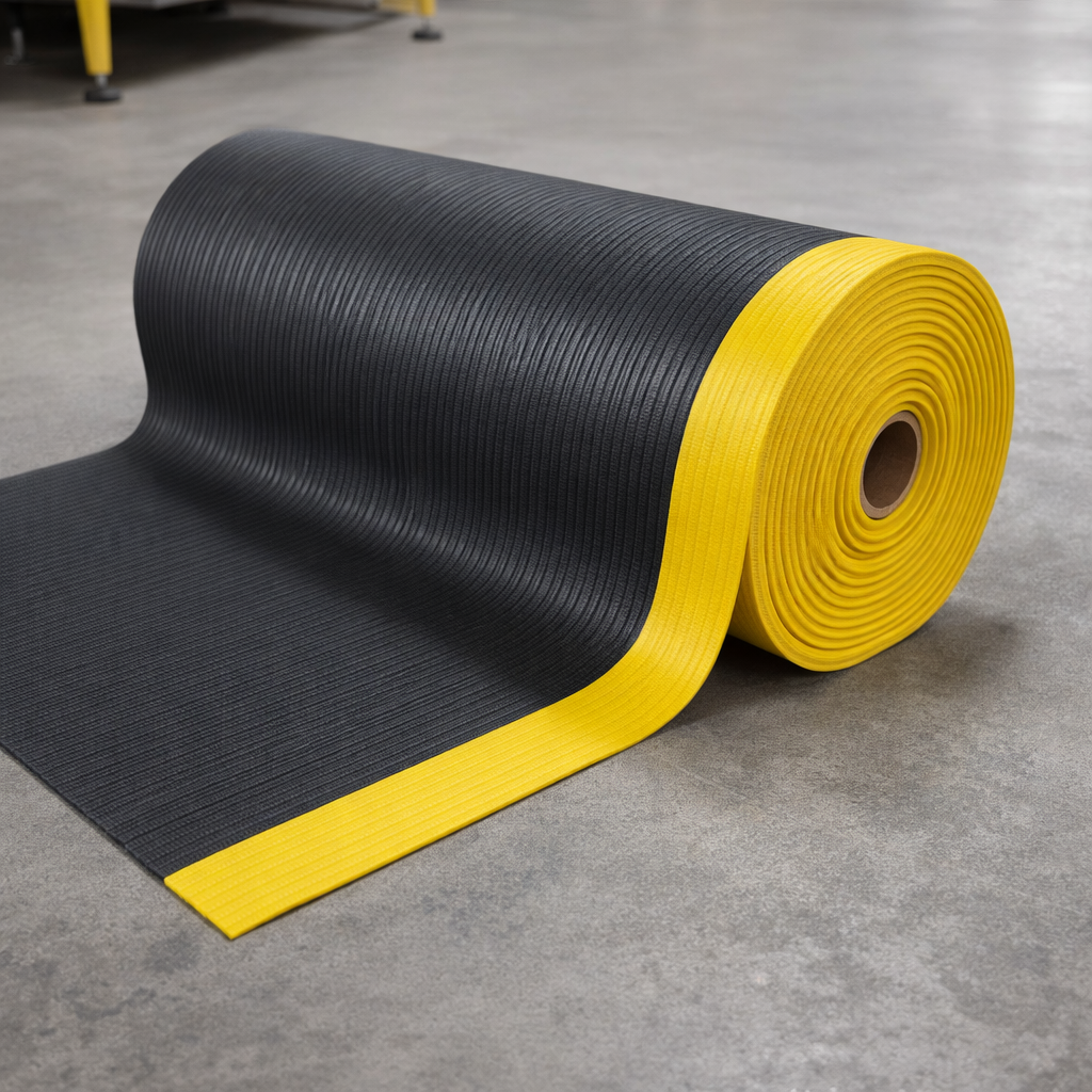 Anti-Fatigue Matting – Black & Yellow – 9.4mm Thick – Light Duty