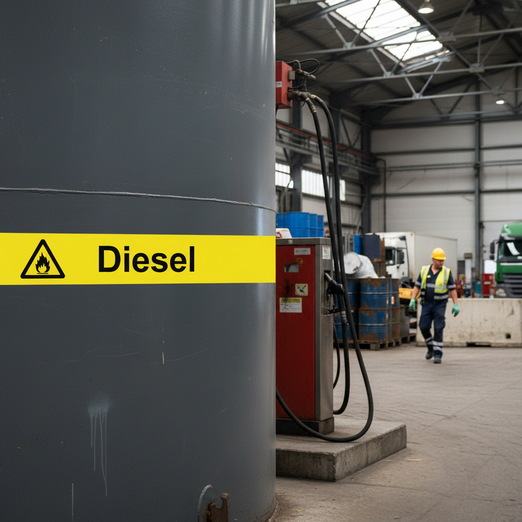 Premium Warning Sign for Diesel – Self-Adhesive, Plastic, Magnet, and Aluminum Options Available in Multiple Sizes