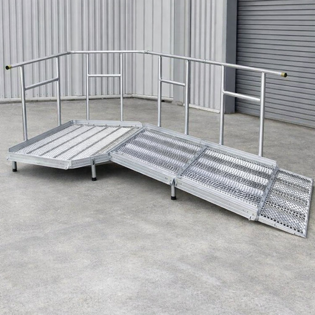 Aluminium Modular Ramp Kit – 1300mm x 5000mm – Platform & Handrails – Wheelchair Access