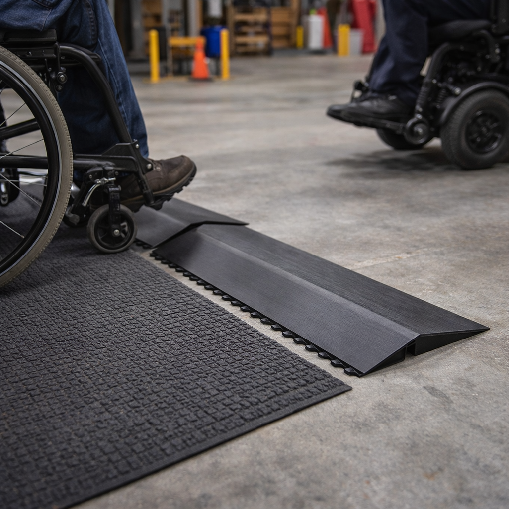 Nitrile Bevel Ramp – 91cm Black – Anti-Slip Modular – Indoor Use