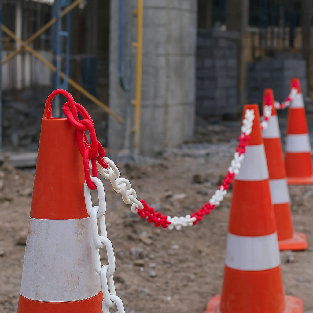 50m Red & White Plastic Barrier Chain Roll 1