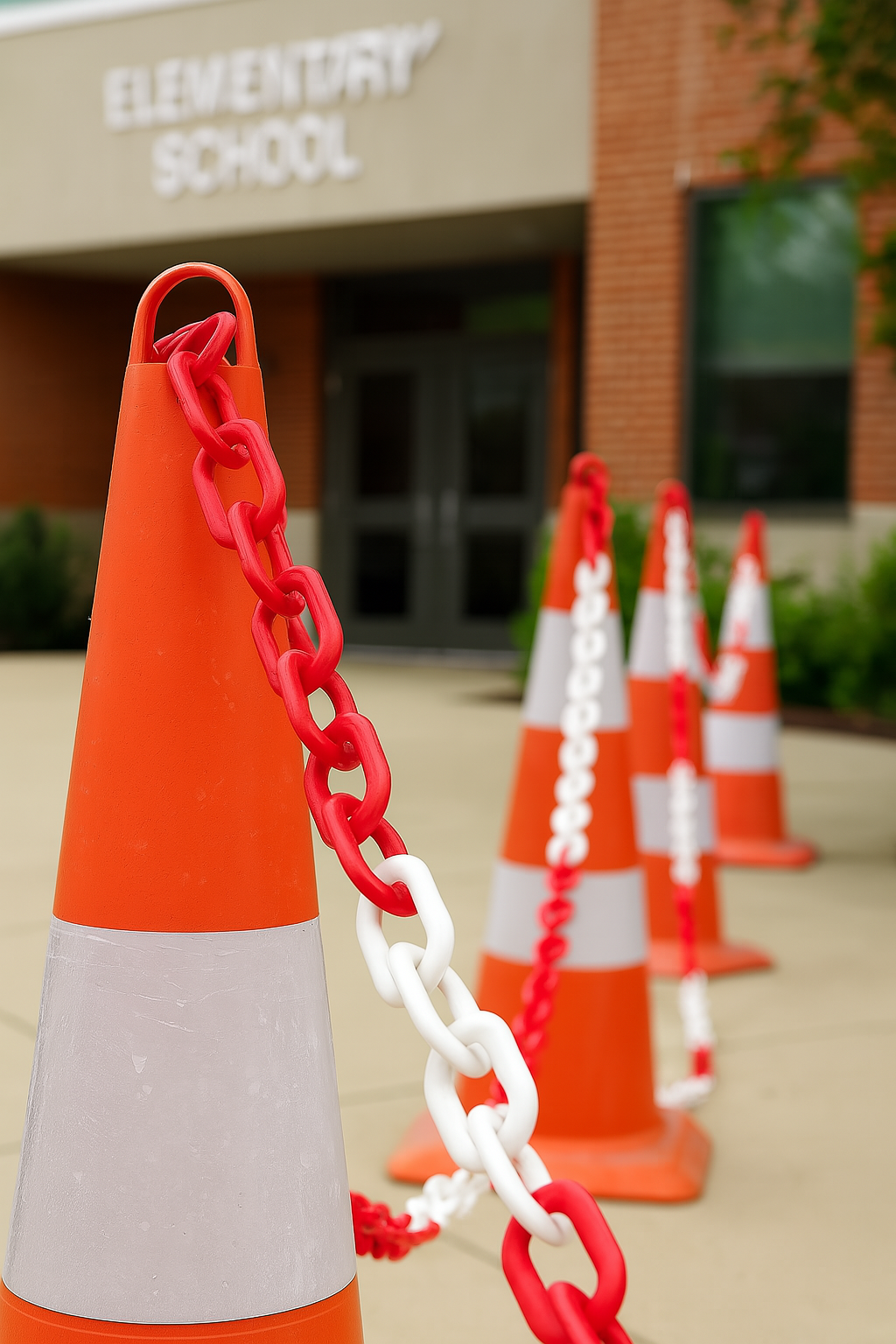 50m Red & White Plastic Barrier Chain Roll 2