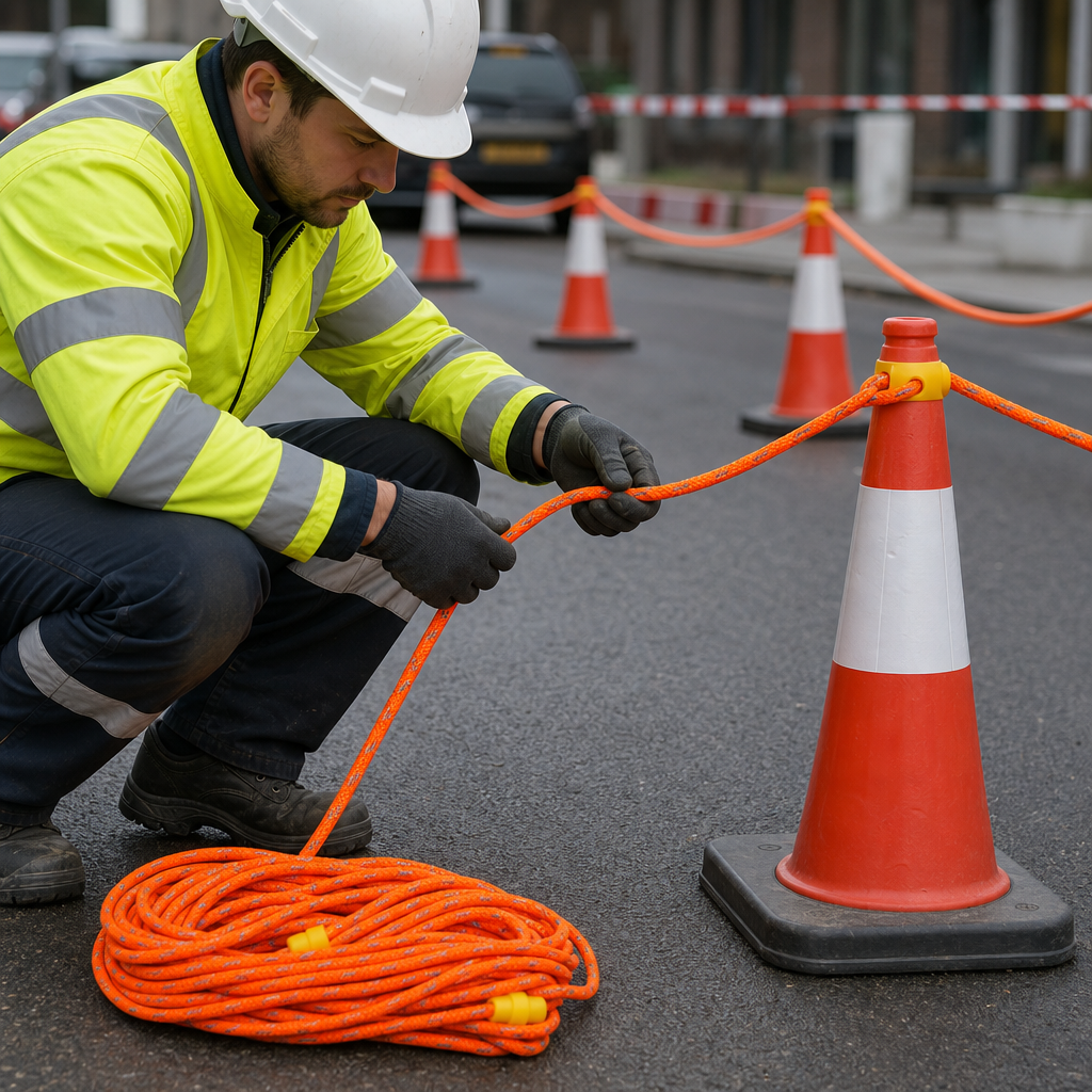 High Visibility Orange Modular Rope System 18m for Traffic Management