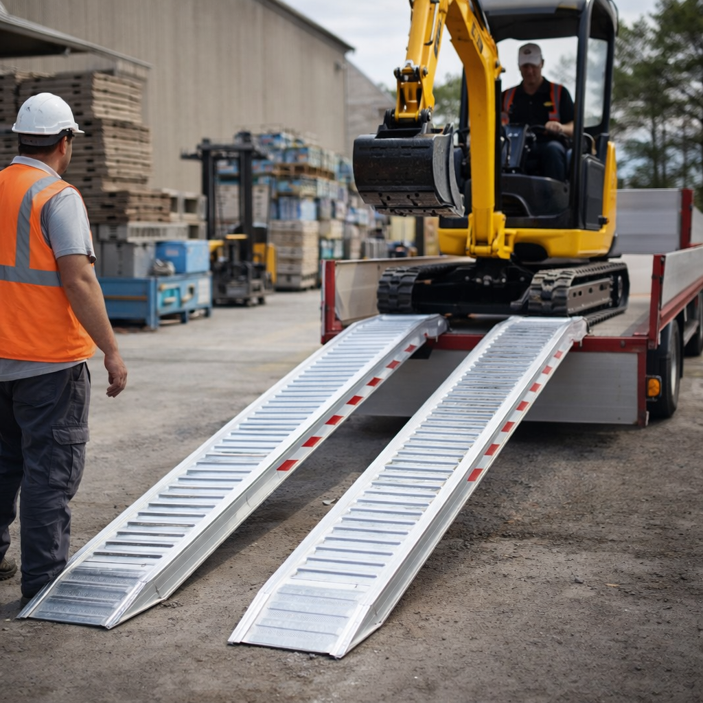 Aluminium Loading Ramps – 4500x360mm – 2750kg Capacity – Plant & Mini Digger Use
