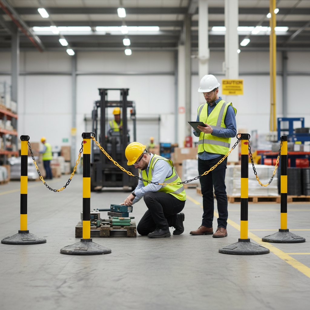 Premium Post and Chain Barrier Kit - 25 Metre Options with Support Posts for Crowd Control and... - side view | Barriers Co