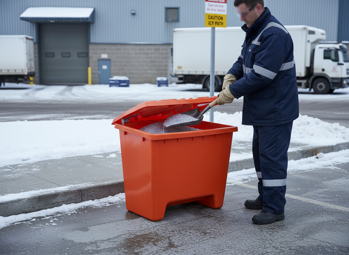 Premium 130 Litre Grit Bin with High Legs for Easy Forklift Movement and Durable Design