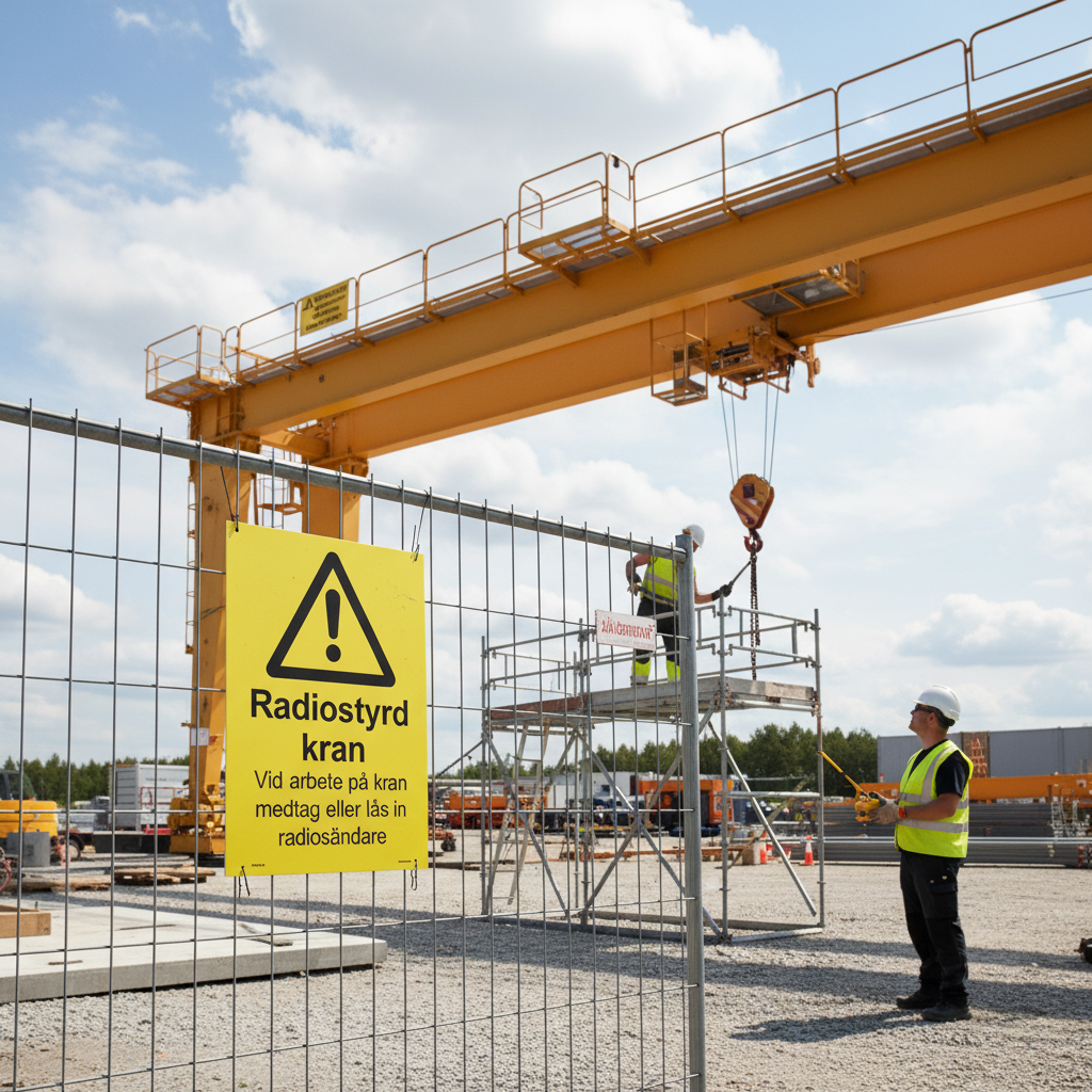 Premium Warning Sign for Remote-Controlled Cranes - Self-Adhesive, Plastic, Magnetic, and Aluminum Options Available