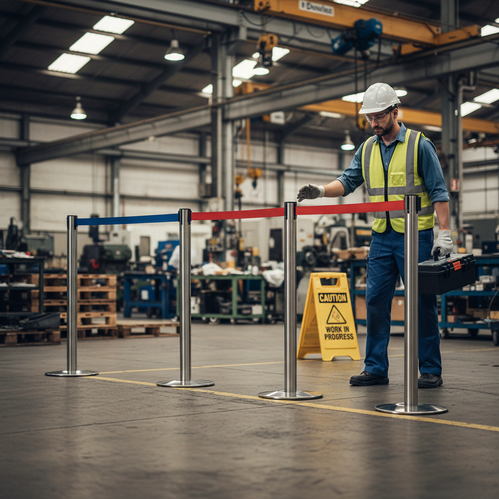 Premium Retractable Belt Stanchion with Flat Base, 2.3m Belt and Steel Finish for Indoor Use