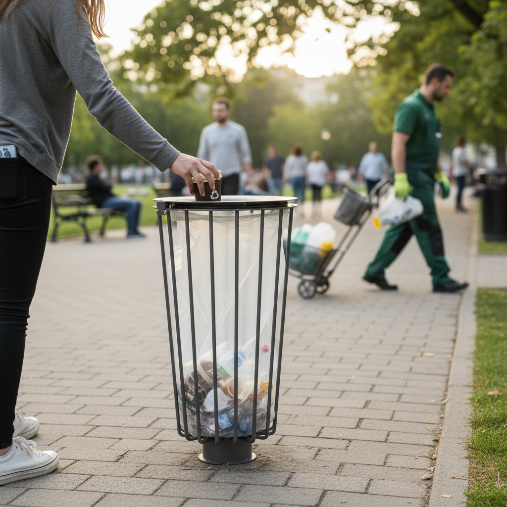 Premium Lightweight Anti-Terrorism Litter Bin 100L with Steel Construction and Modern Design... - side view | Barriers Co